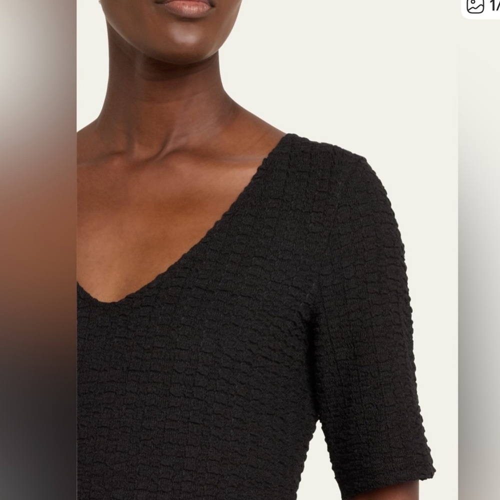 Vince Textured Black V-Neck Top